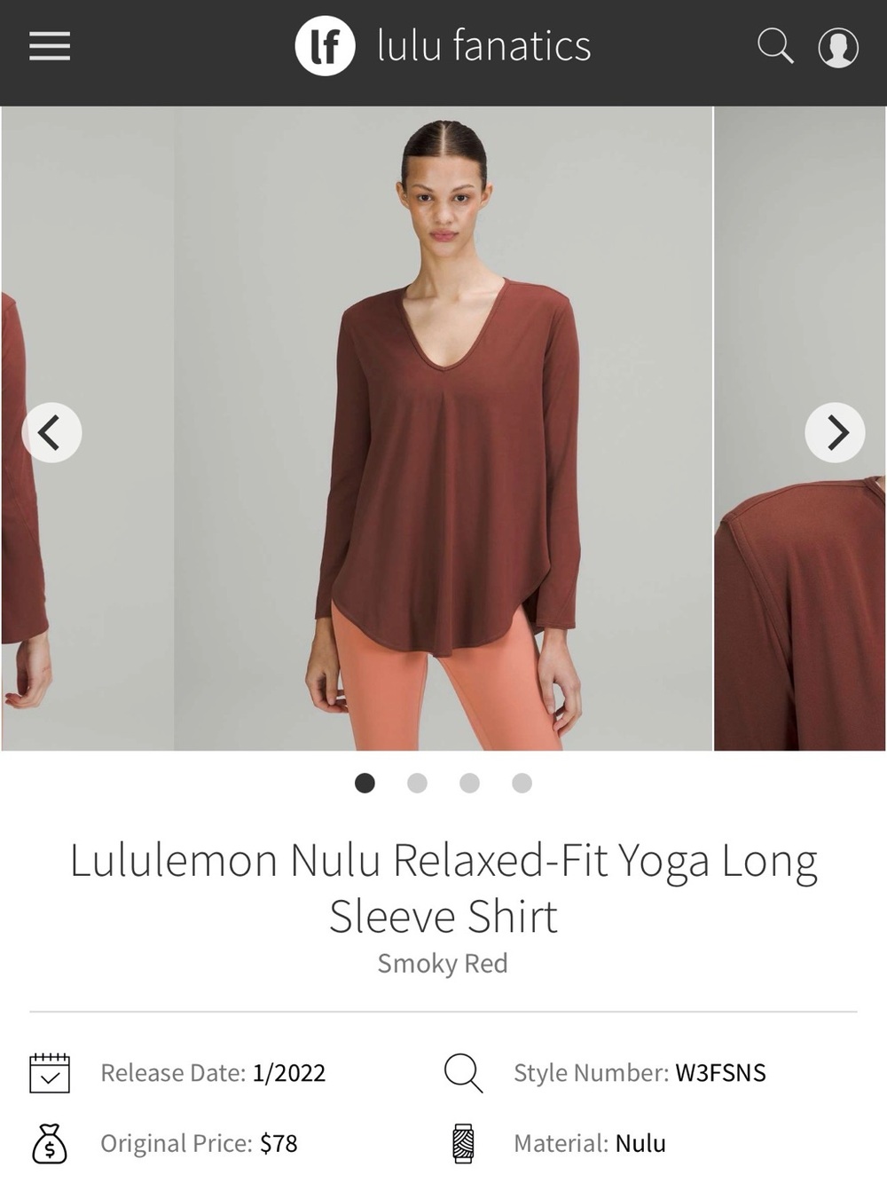 Lululemon nulu relaxed fit yoga long sleeve | Smoky Red | 12